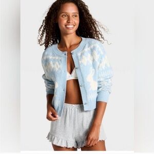 Light Blue Bunny Pattern Cardigan Wild Fable - NWT szXS